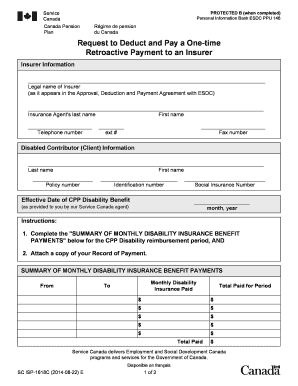 Canada CPP Disability Reimbursement Form