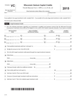 Wisconsin Venture Capital Credits Form
