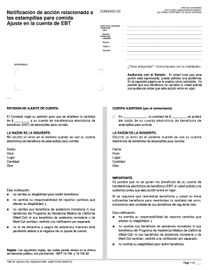 Notificación de acción relacionada a las estampillas para comida