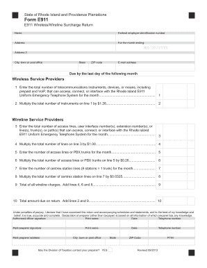 Rhode Island E911 Surcharge Return