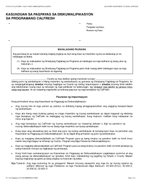 California CalFresh Disqualification Agreement Form