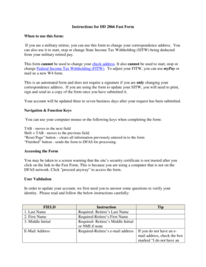 DD 2866 Fast Form