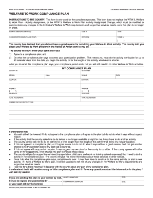 California Welfare to Work Compliance Plan