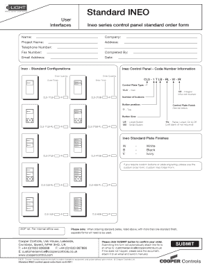 INEO Control Panel Standard Order Form