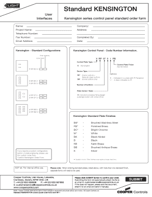 Kensington Control Panel Order Form