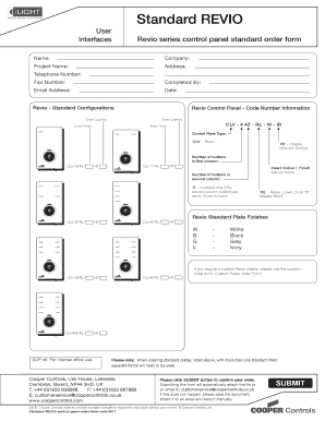 Revio Control Panel Standard Order Form