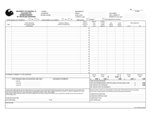University of Central Florida Travel Expense Reimbursement Form