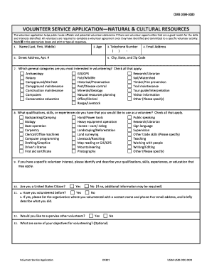 Volunteer Service Application for Natural & Cultural Resources