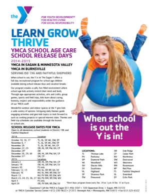 YMCA School Release Day Registration Form
