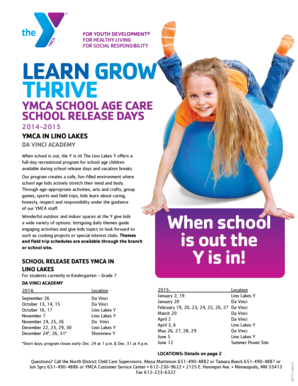 YMCA School Release Day Registration Form