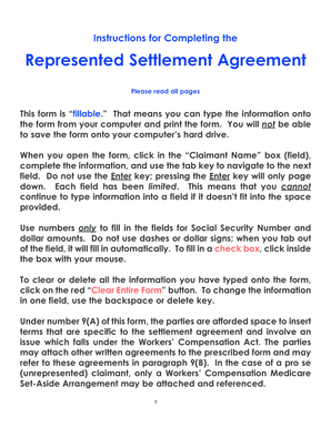 Workers' Compensation Claim Settlement Agreement