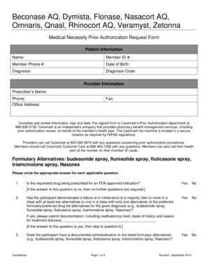 Medical Necessity Prior Authorization Request Form