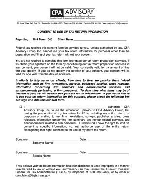 Consent to Use of Tax Return Information