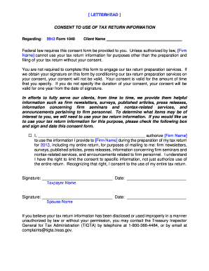 Consent to Use of Tax Return Information