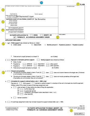 California Earnings Assignment Order Application