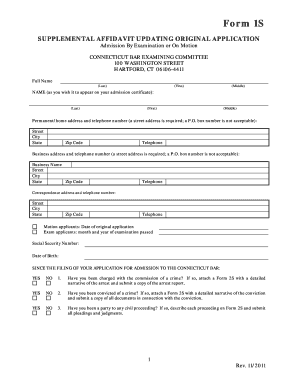 Supplemental Affidavit Updating Original Application