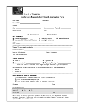 Conference Presentation Stipend form - usfca