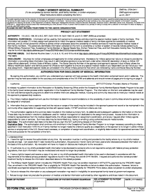 DD Form 2792 Family Member Medical Summary