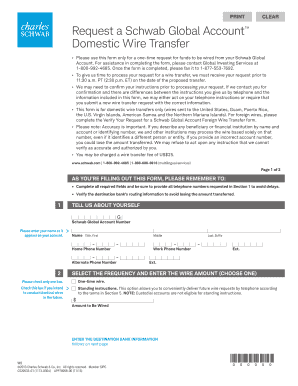 Schwab Global Account Domestic Wire Transfer Form