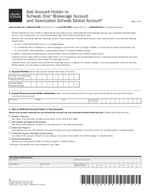 Schwab One Brokerage Account Additional Account Holder Form
