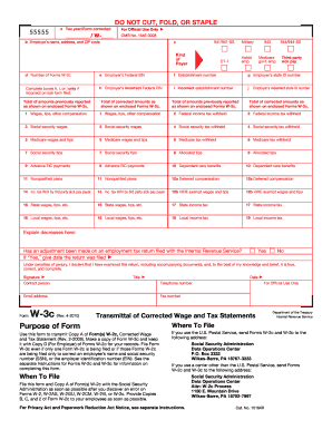 IRS Form W-3c Transmittal of Corrected Wage and Tax Statements