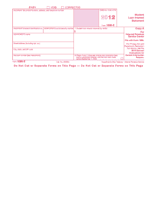 IRS Form 1098-E 2012 Student Loan Interest Statement