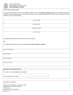 Non Resident Agent FormPDF Document - mda missouri