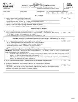 Nebraska Advantage Act Schedule III Form