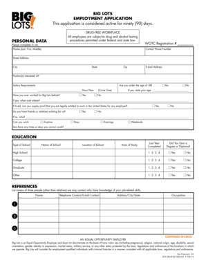 Big Lots Employment Application
