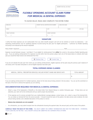 Deseret Mutual Flexible Spending Claim Form