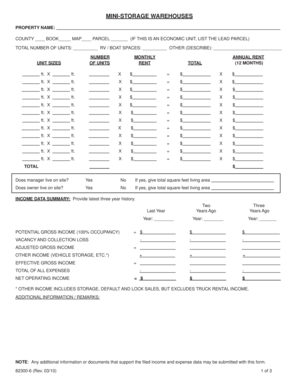 Mini-Storage Warehouse Financial Form