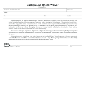 Nebraska Background Check Waiver