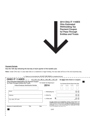 Ohio IT 1140ES Estimated Withholding Tax Payment Coupon