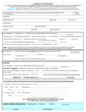 403(b)/457(b) Transaction Routing Request