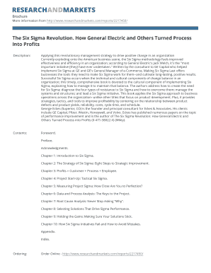 The Six Sigma Revolution Book Order Form