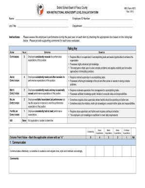 Pasco County Non-Exempt Employee Evaluation Form
