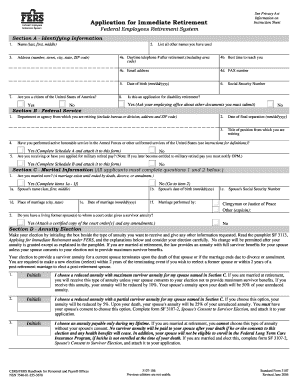 FERS Application for Immediate Retirement