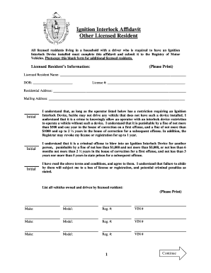 Ignition Interlock Affidavit
