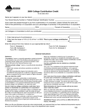Montana College Contribution Credit Form