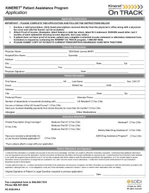 Kineret Patient Assistance Program Application