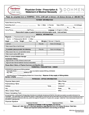 Physician Order for Ferriprox Prescription