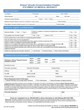 Afrezza Statement of Medical Necessity