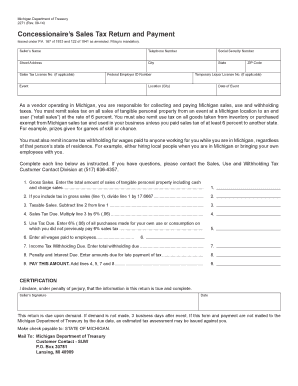 Michigan Concessionaire Sales Tax Return