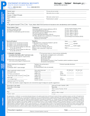 Pediatric Growth Hormone Treatment Form