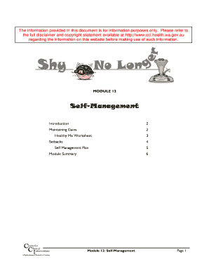 Self-Management Plan for Anxiety