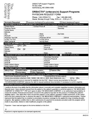 ORBACTIV Physician Request Form