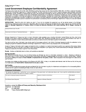 Michigan Local Government Employee Confidentiality Agreement