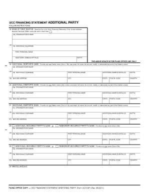 UCC Financing Statement Additional Party Form