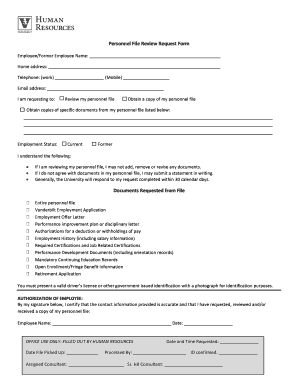 Personnel File Review Request Form