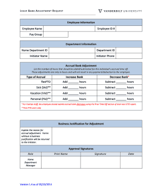 Leave Bank Adjustment Request Form